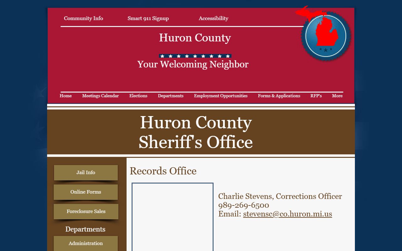Huron County jail mugshots sheriff records office request channel