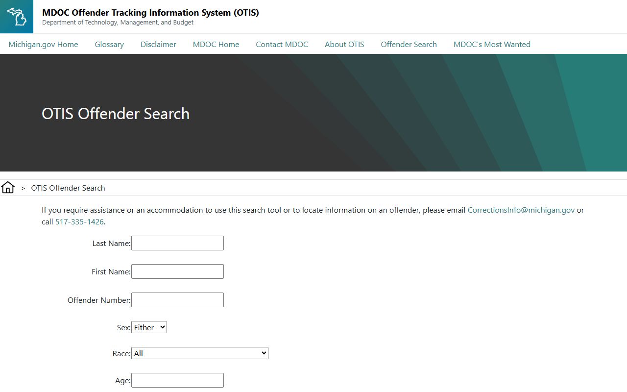 Huron County inmate records MDOC OTIS state offender search